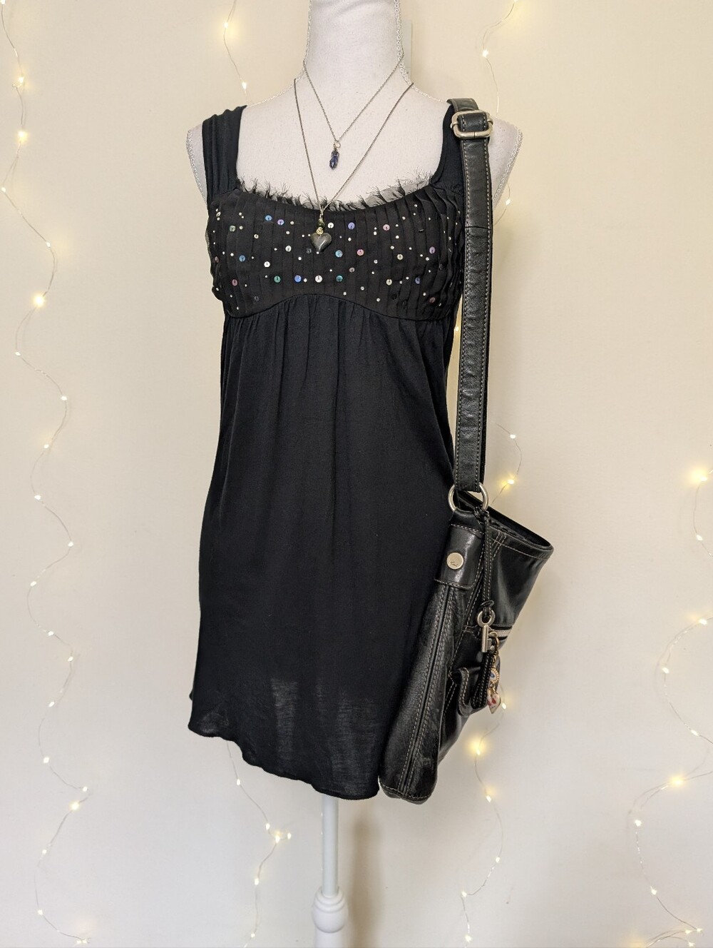 River Island Black Sequin Mini Dress With Open Back